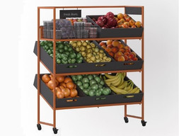 Трехъярусный овощной стеллаж-витрина